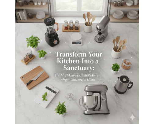 Transform Your Kitchen Into a Sanctuary: The Must-Have Essentials for an Organized, Joyful Home cover photo collage