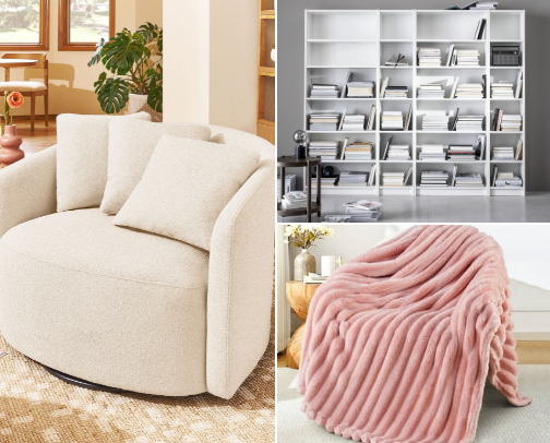 My Cozy Reading Setup + Bookshelves cover photo collage