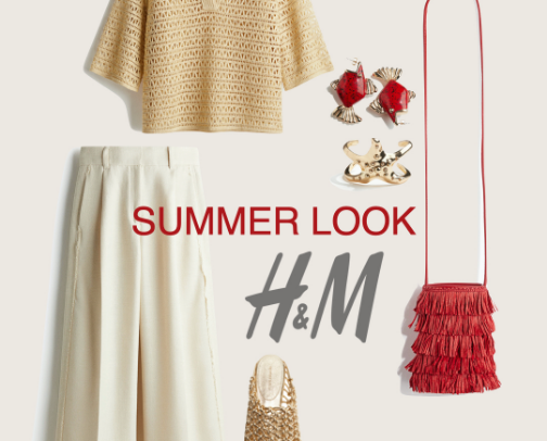 H&M Summer Look - White with a touch of color and sea inspired cover photo collage