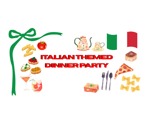 Italian-themed dinner party cover photo collage