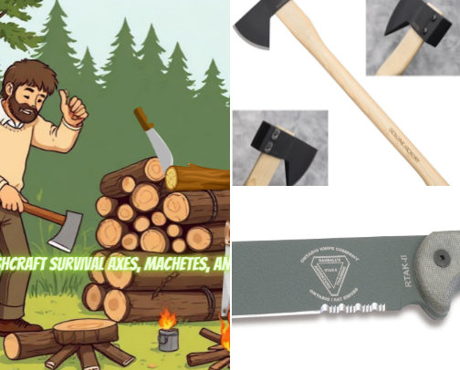 Top Bushcraft Survival Axes, Machetes, and Saws cover photo collage