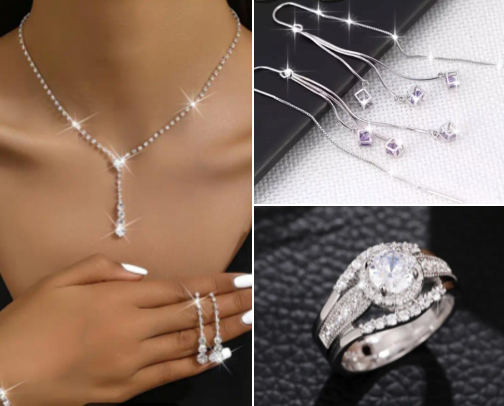 Just found the most stunning jewelry pieces on Temu! Affordable and stylish, you need to check them out!" cover photo collage