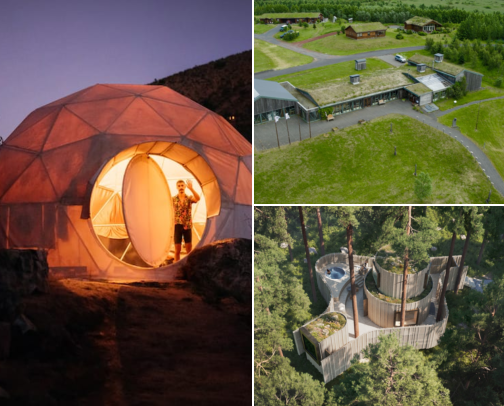 The World's Most Charming Autumn Forest Cabins and Eco Lodges cover photo collage