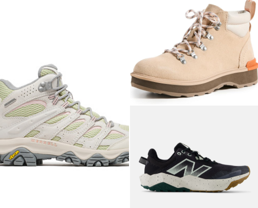 Hiking boots and shoes cover photo collage