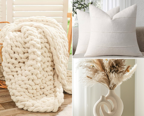 Neutral Living Room essentials From Amazon cover photo collage