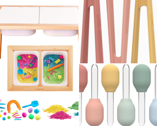 Sensory table cover photo collage