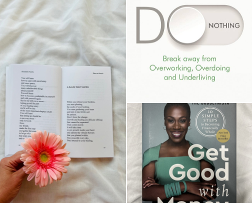 self-development, empowerment and discovery book recs cover photo collage