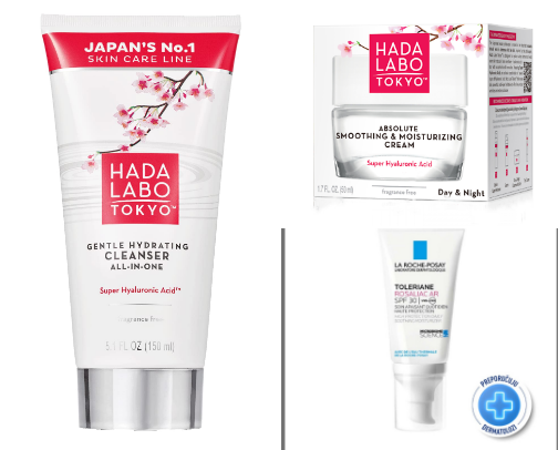 Removing make-up and facial care without redness.                   Skin care cover photo collage