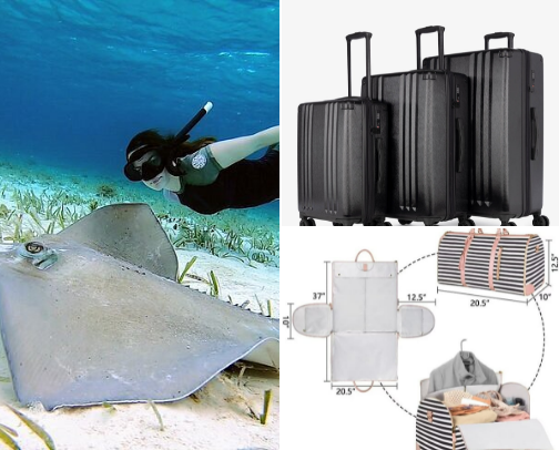 Blue Transparent Water 🌊 and Must-Have Traveling Bags🧳👜 cover photo collage