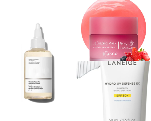 Simple  soft girl skincare cover photo collage