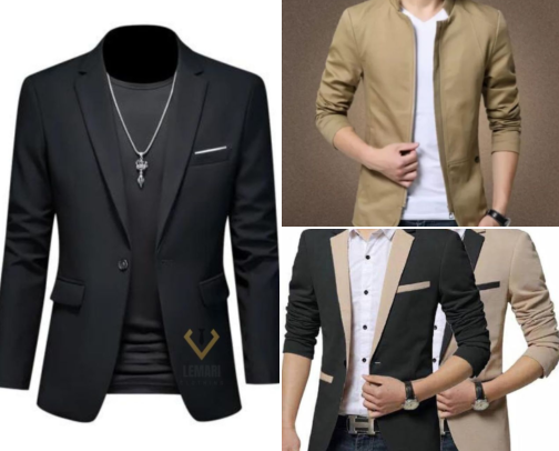 Men's and women's suits cover photo collage