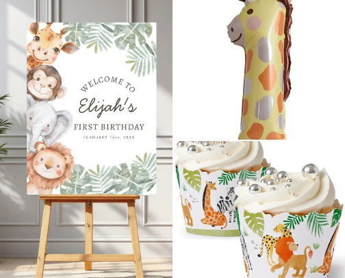 Safari Themed Birthday Party cover photo collage