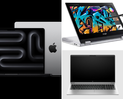 "Upgrade your vibe 📱💻🎧. Experience the latest in tech: powerful laptops, sleek phones, and immersive headphones that take your entertainment to the next level 🚀" cover photo collage