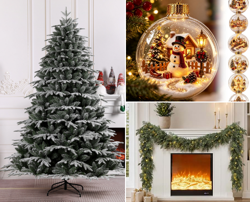 Christmas Decorations Products and Ornaments cover photo collage