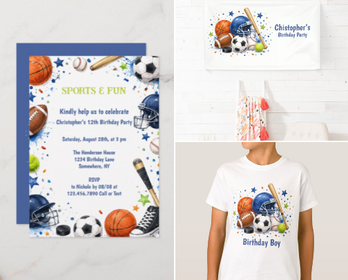 Sports For Boy’s Birthday Party cover photo collage