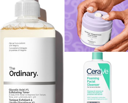 Skincare for glossy and perfect skin cover photo collage