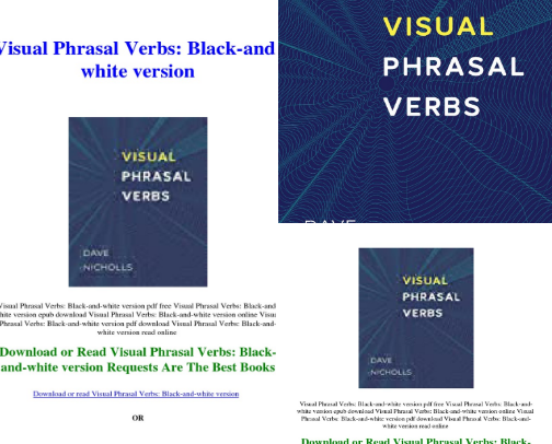 Save & Read - Visual Phrasal Verbs: Black-and-white version and ESL vocabulary boosters cover photo collage