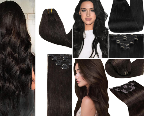 Hair extensions cover photo collage