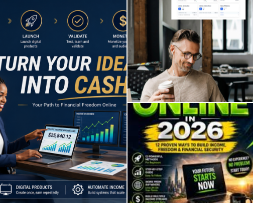 Turn your ideas into cash cover photo collage