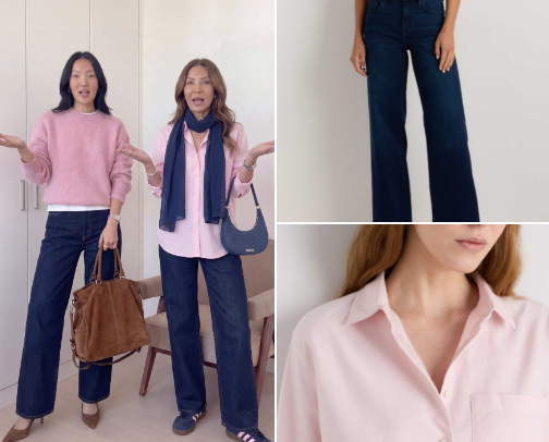 blush pink + navy cover photo collage