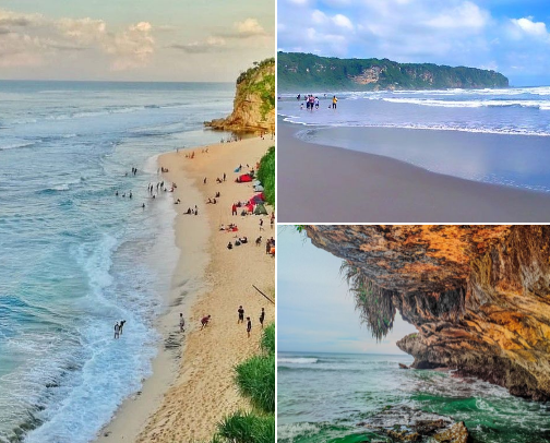 Viral beach in Yogyakarta cover photo collage