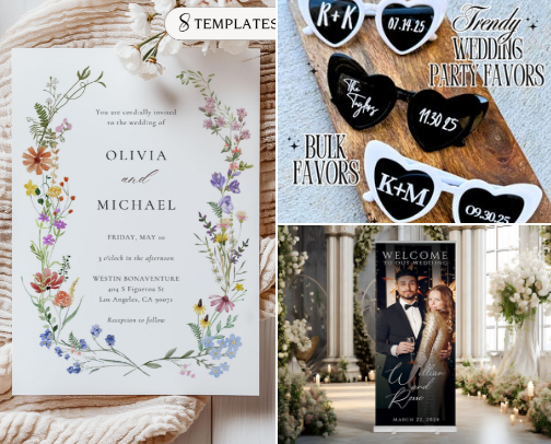 Cute Etsy wedding products cover photo collage