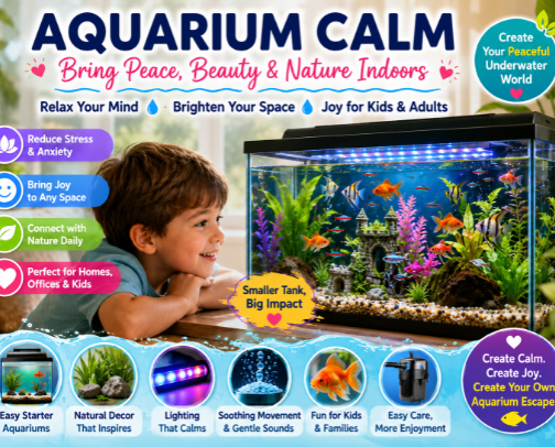 Aquarium Calm: Bringing Peace, Beauty & Nature Indoors. cover photo collage