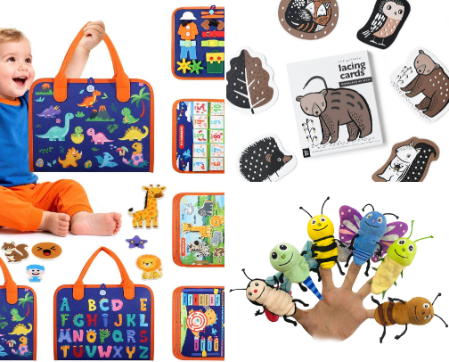 Screen-Free Toys to Keep Toddlers Busy on Flights cover photo collage
