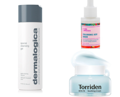 skincare that your dry skin will love💧🌸🪞☁️ cover photo collage