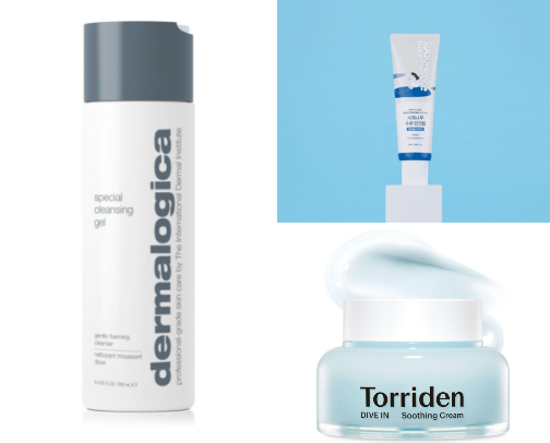 skincare that your dry skin will love💧🌸🪞☁️ cover photo collage