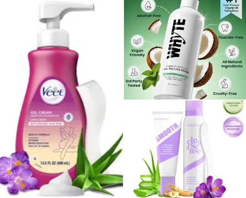 Bath care products cover photo collage