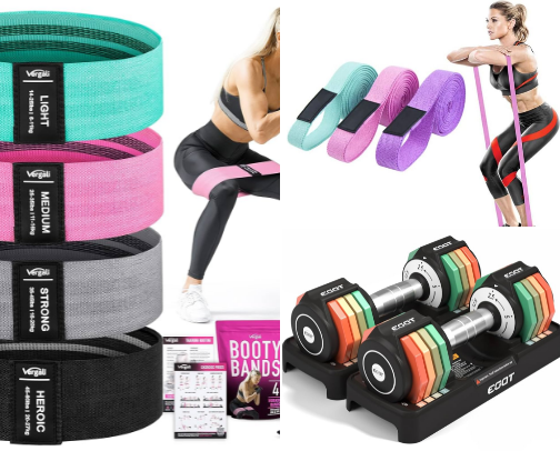 At home workout equipment cover photo collage