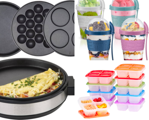 Meal prep top appliances and other items cover photo collage