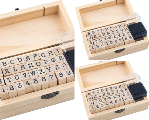 Get Free - Crafting essential: 36 Pcs Small Wooden Rubber Stamps, Wooden Box Multipurpose Number Alphabet Letter Wood Rubber Stamp for Card Making, DIY Craft, Scrapbooking Supplie, etc cover photo collage