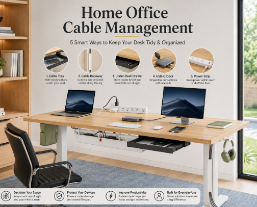 Home Office Cable Management: 5 Smart Ways to Keep Your Desk Tidy & Organized cover photo collage