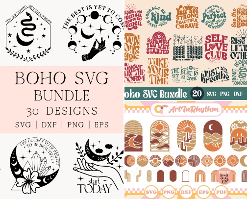 Boho svg bundle cover photo collage