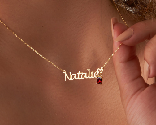 Custom Name Birthstone Necklace cover photo collage