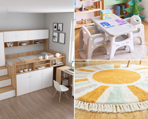 Children's room equipment cover photo collage