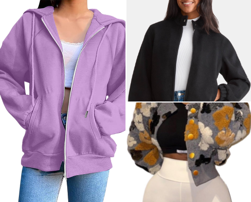 Women's Jackets & Sweaters | Bomber Jackets, Fleece Jackets, Hoodies, Cardigan Sweaters and More | Lightweight Outerwear in Casual Styles cover photo collage