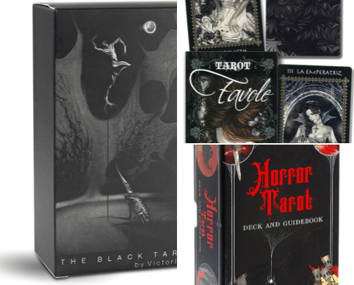 Dark Art Oracles and Tarot Decks. cover photo collage