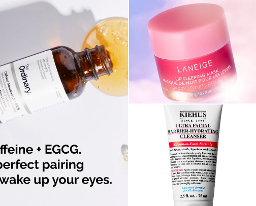 Skincare products cover photo collage