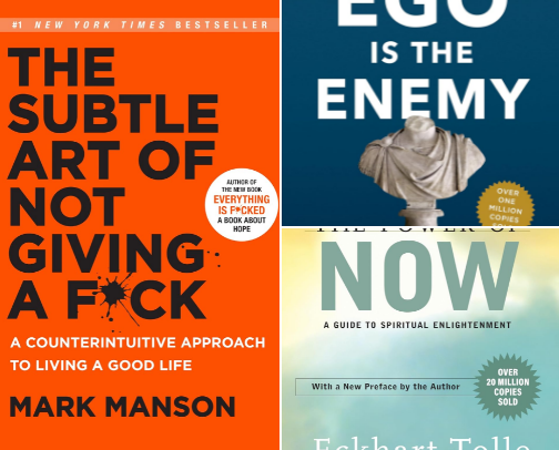 Books to Care Less, Live More and Think Clearly cover photo collage