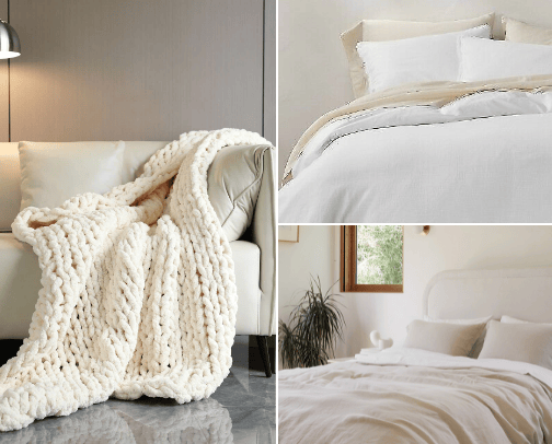 Cozy bedroom essentials cover photo collage