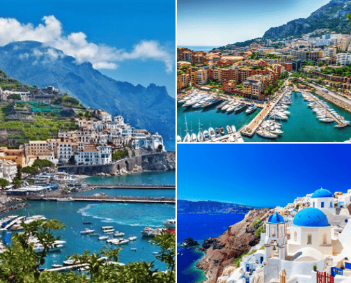 Travel destinations cover photo collage