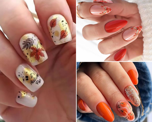 Fall in Love with Autumn Press On  Nails colors cover photo collage