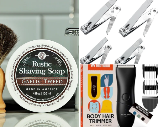 Men's hygiene products cover photo collage
