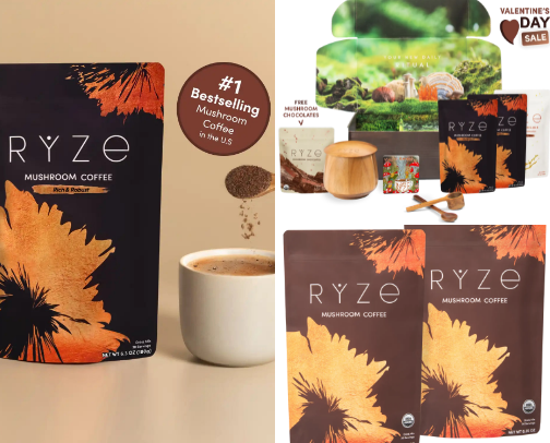 15% Off Ryze Superfoods  - Mushroom Coffee cover photo collage