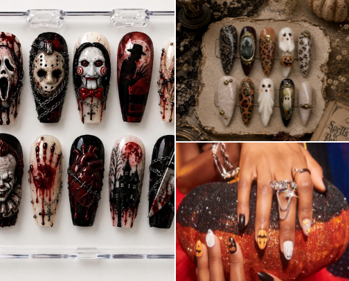 Press-on Nails for This Halloween cover photo collage