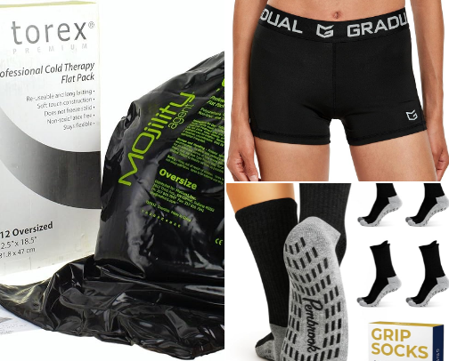 Hip surgery recovery items cover photo collage