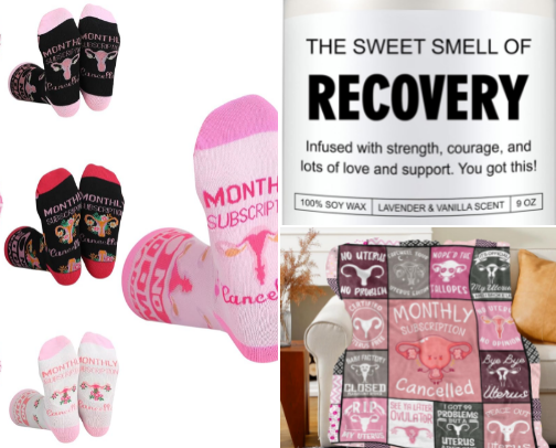 Gifts for those friends losing their lady bits. cover photo collage